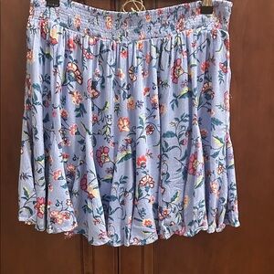 Easel Floral 100% Rayon Periwinkle Skirt